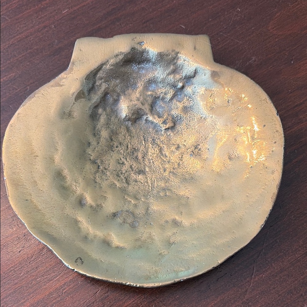 Solid Brass Handcrafted Gold color seashell Home Art Dish